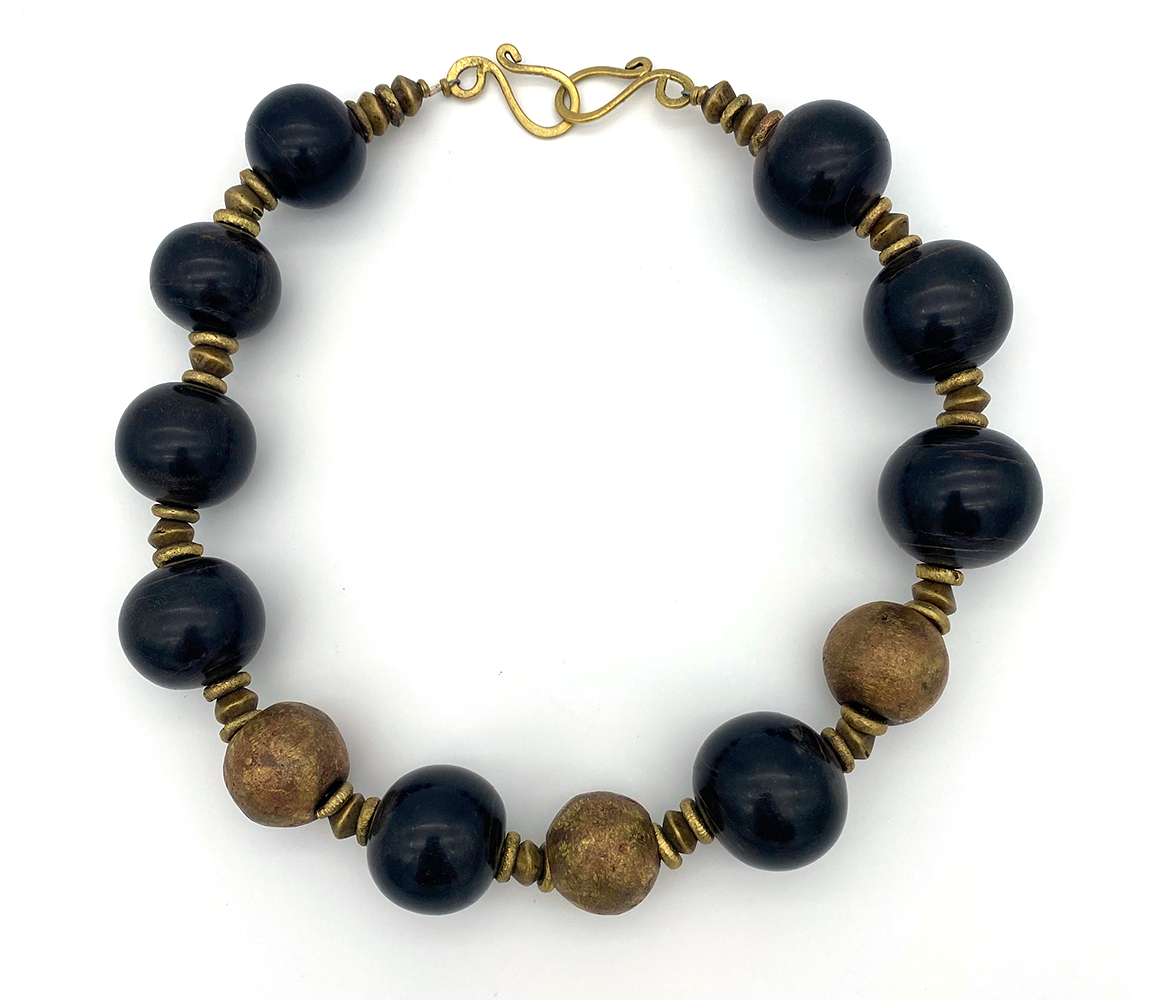 Danielle Carbone Necklace Black Horn and African Brass